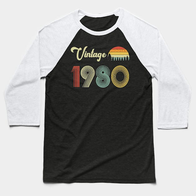 Vintage 1980 40th Birthday – Retro Vintage Classic 40 Years Old Baseball T-Shirt by Merchofy